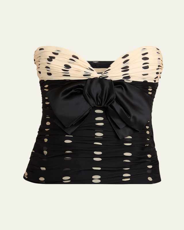 Strapless Polka Dot Ruched Bustier